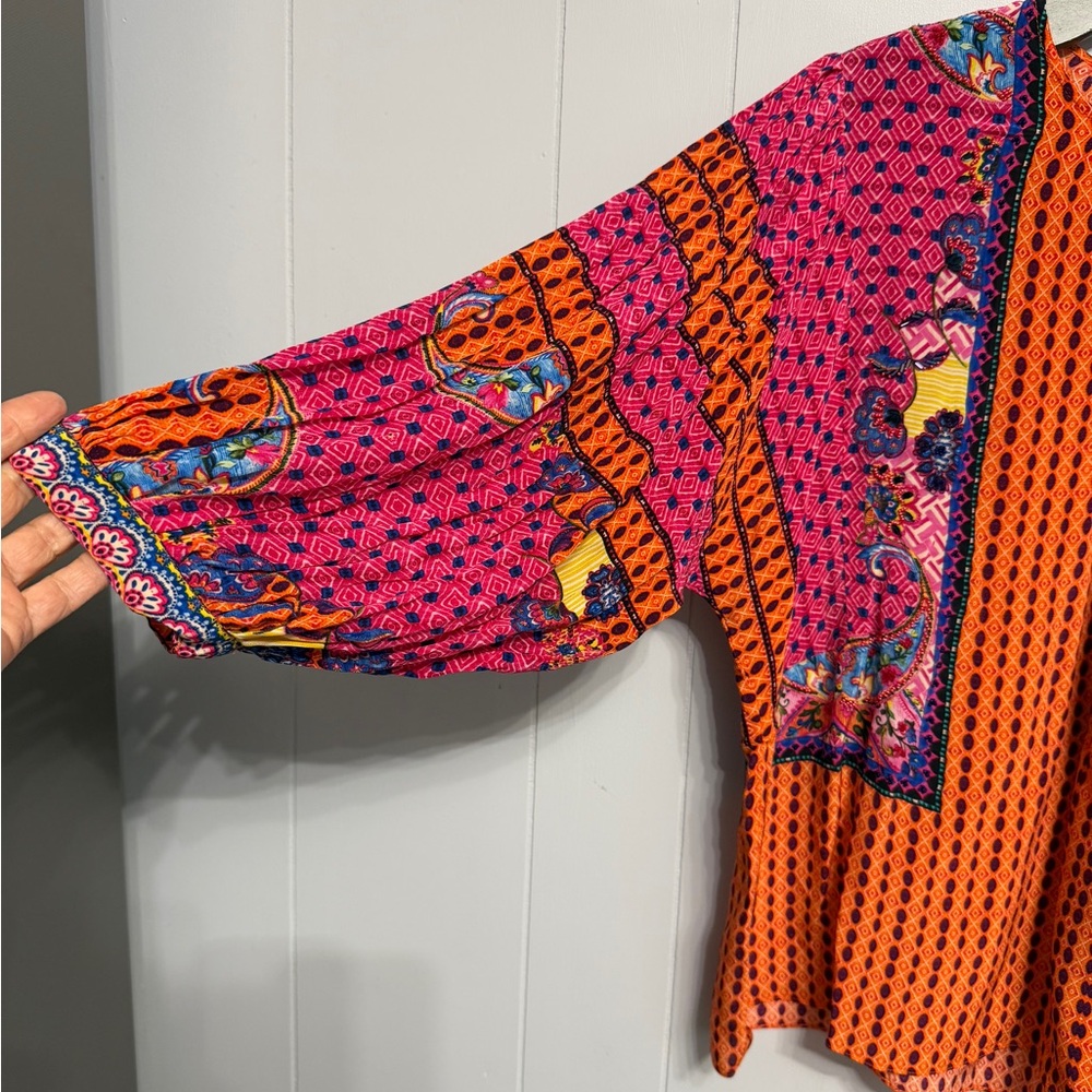 Banana By Jyoti  Viscose Emilia Peasant Vibrant Multicolor Oversize With Beads L - Picture 6 of 9